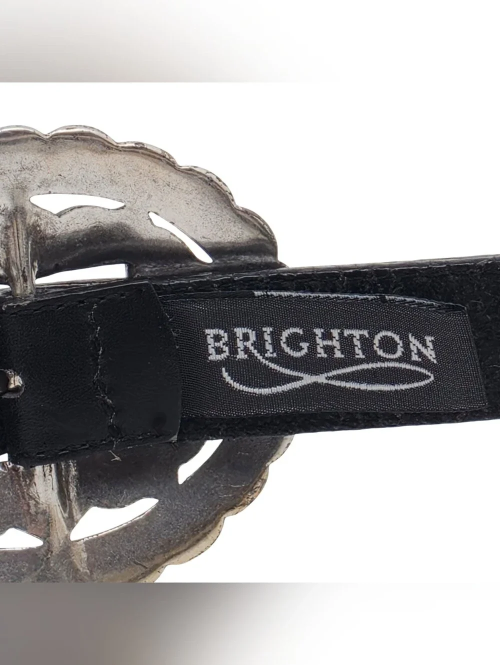 Vintage Brighton Sunflower Concho Western-Boho Leather Belt 1993 Large
